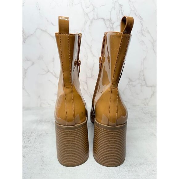 BP Boots Womens Size 10 Brown Platform Block Heel Ankle Booties Side Zip - Picture 5 of 10